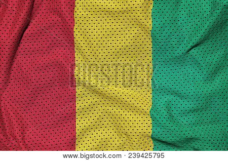Guinea Flag Printed On A Polyester Nylon Sportswear Mesh Fabric With Some Folds