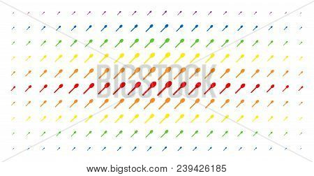 Spoon Icon Spectral Halftone Pattern. Vector Spoon Pictograms Are Arranged Into Halftone Matrix With