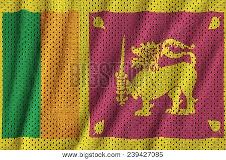 Sri Lanka Flag Printed On A Polyester Nylon Sportswear Mesh Fabric With Some Folds