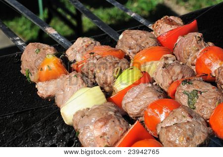 Kebab, filettati su uno spiedino