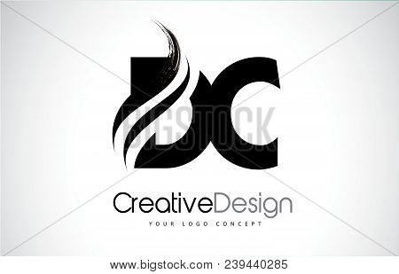 Dc D C Creative Modern Black Letters Logo Design With Brush Swoosh