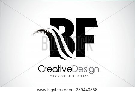 Bf B F Creative Modern Black Letters Logo Design With Brush Swoosh