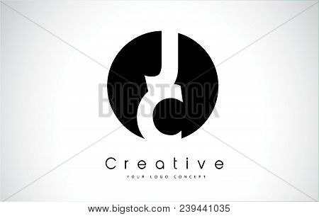 Jc Letter Logo Design Inside A Black Circle. Creative Lettering Logo Vector Illustration.