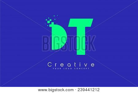 Dt Letter Logo Design With Negative Space Concept In Blue And Green Colors Vector