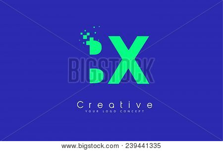 Bx Letter Logo Design With Negative Space Concept In Blue And Green Colors Vector