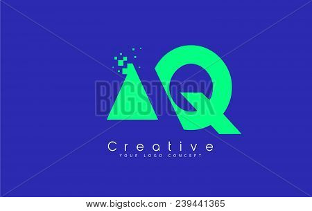 Aq Letter Logo Design With Negative Space Concept In Blue And Green Colors Vector