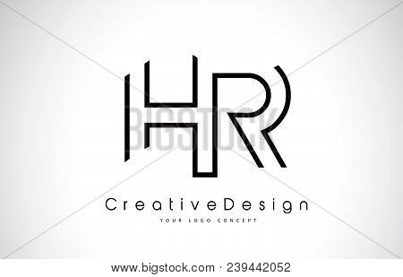 Hr H R Letter Logo Design In Black Colors. Creative Modern Letters Vector Icon Logo Illustration.