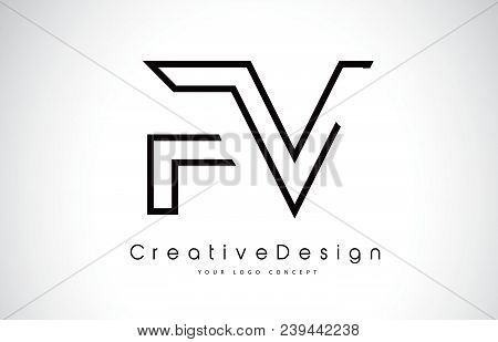 Fv F V Letter Logo Design In Black Colors. Creative Modern Letters Vector Icon Logo Illustration.