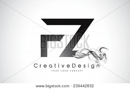 Fz Letter Logo Design With Black Smoke. Creative Modern Smoke Letters Vector Icon Logo Illustration.