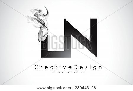 Ln Letter Logo Design With Black Smoke. Creative Modern Smoke Letters Vector Icon Logo Illustration.