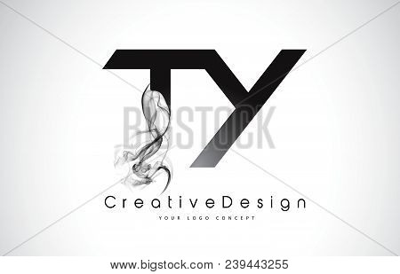 Ty Letter Logo Design With Black Smoke. Creative Modern Smoke Letters Vector Icon Logo Illustration.