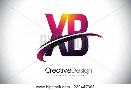 Xb X B Purple Letter Logo With Swoosh Design. Creative Magenta Modern Letters Vector Logo Illustrati