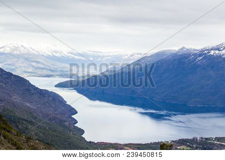 Panoramic View Of The Andes Mountain Range From A Viewpoint In Lago Puelo Near Bariloche In Argentin