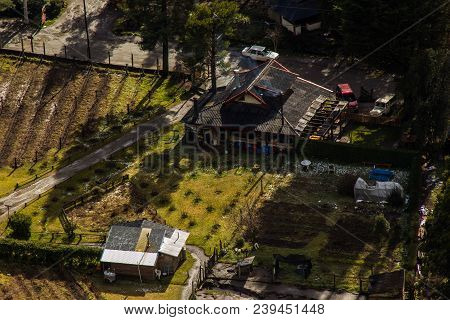 Farm Houses Seen From Top Colonia Suiza In Bariloche - Argentina