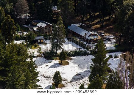 Farm Houses Seen From Top Colonia Suiza In Bariloche - Argentina