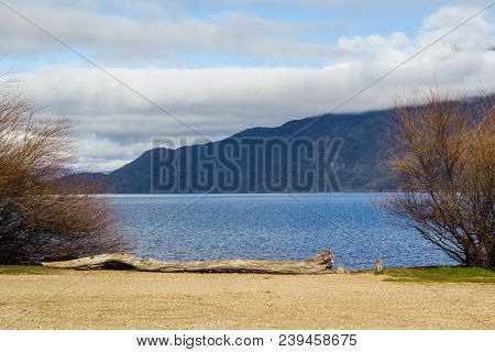 Viiew Of The Beautiful Park And Lake In Lago Puelo - Argentina In The Autumn