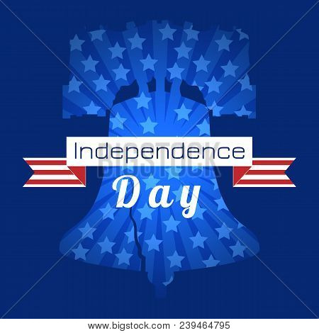 Independence Day Of The Usa. 4th Of July. Concept Of Holiday. Liberty Bell. Tape, Event Name, Star, 