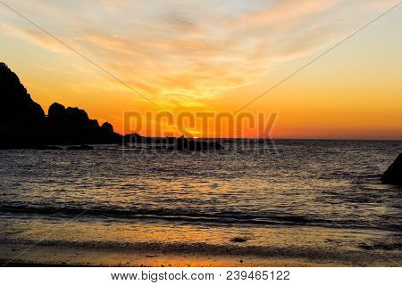 Sunset On The Beach In Concon - Valparaíso Region, Chile