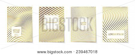 Set Abstract Gold Glitter Geometric Vector Background. Collection Trendy Modern And Stylish Minimal 