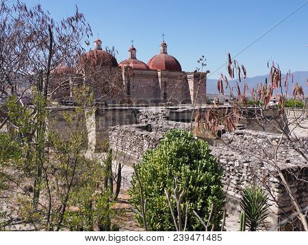 Church Of San Pedro In Mitla City Important Archeological Site Of Zapotec Culture In Oaxaca State In