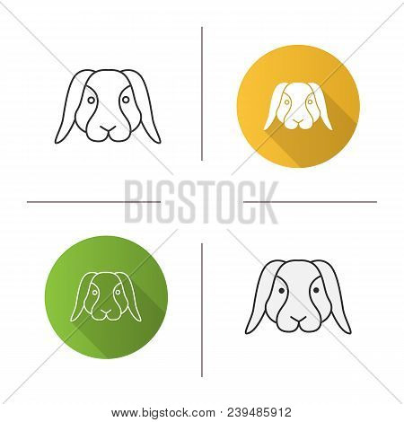 Dwarf Rabbit Icon. Flat Design, Linear And Color Styles. Bunny. Hare. Isolated Vector Illustrations