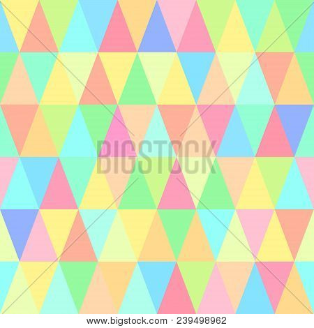 Seamless Pattern Of Multicolored Triangles, Motley Summer Colorful Background, Vector Illustration