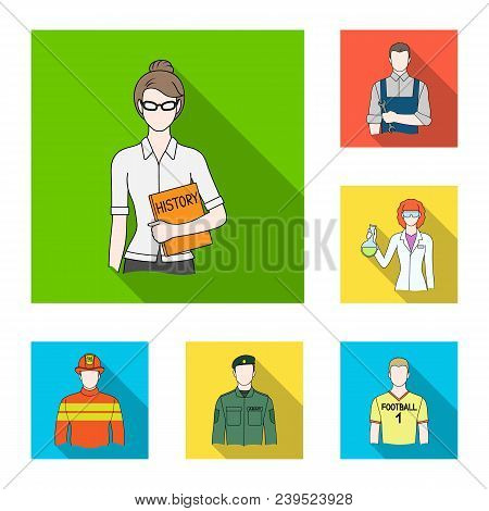 People Of Different Professions Flat Icons In Set Collection For Design. Worker And Specialist Vecto