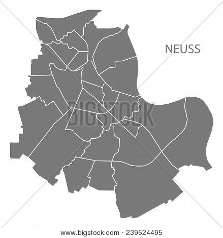 Neuss City Map With Boroughs Grey Illustration Silhouette Shape