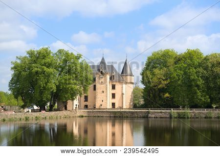 Landscape with chateau de nieul in France