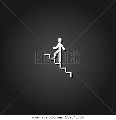 Go Down Up Icon Flat. Simple White Pictogram On Black Background With Shadow. Vector Illustration Sy