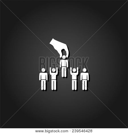 Recruitment Concept Icon Flat. Simple White Pictogram On Black Background With Shadow. Vector Illust