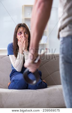 Desparate wife with aggressive husband in domestic violence conc