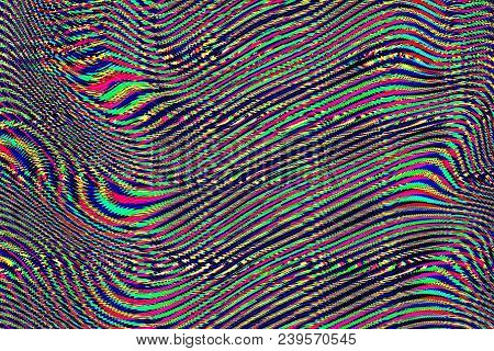 Glitch Psychedelic Background. Old Tv Screen Error. Digital Pixel Noise Abstract Design. Broken Pixe