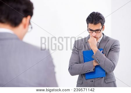 Politician planning speach in front of mirror