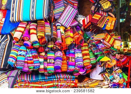 View On Indigenous Clothes On Market In La Paz - Bolivia