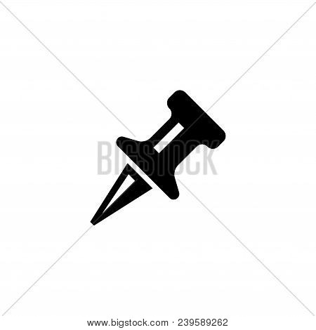 Push Pin. Flat Vector Icon. Simple Black Symbol On White Background