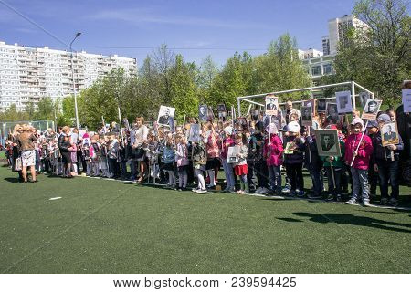 Russia. Moscow, May,07.18: Special Public Kindergarten Action `immortal Regiment`, Military State Pr