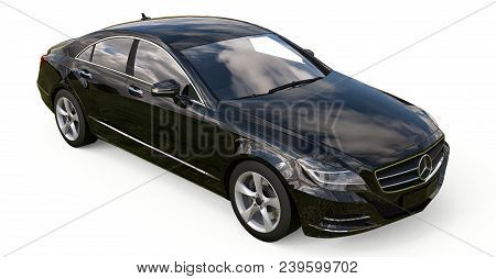 Black Mercedes Benz Cls Coupe On A White Background. 3d Rendering