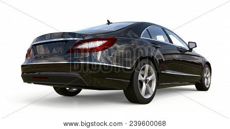 Black Mercedes Benz Cls Coupe On A White Background. 3d Rendering