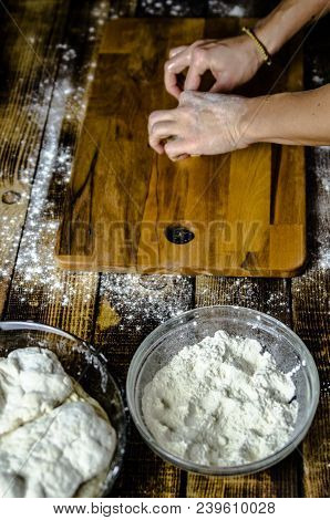 Dough Dainted By The Woman On The Board