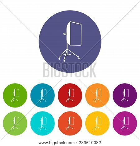 Studio Light Bulb In Softbox Icon In Simple Style On A White Background