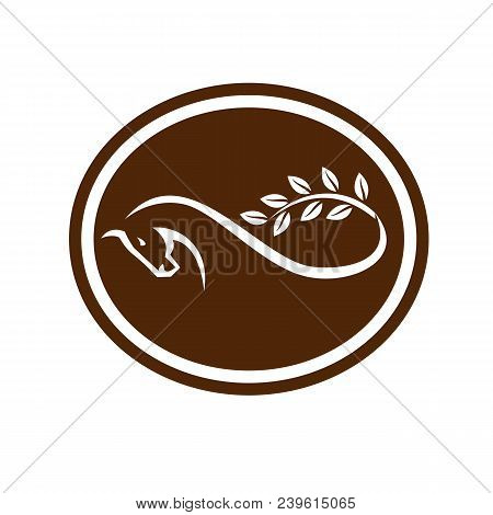Retro Style Illustration Of A Horse With Branch With Leaves Tail Forming A Mobius Strip Viewed From 