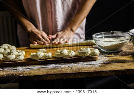 Dough Dainted By The Woman On The Board