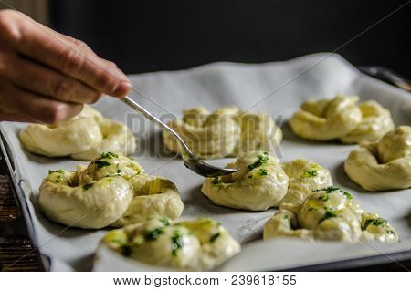 Dough Dainted By The Woman On The Board