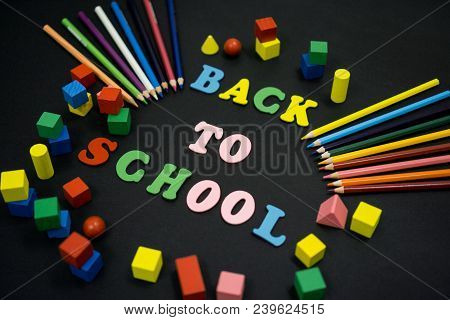 Colorful Back To School Text Title On Black Background