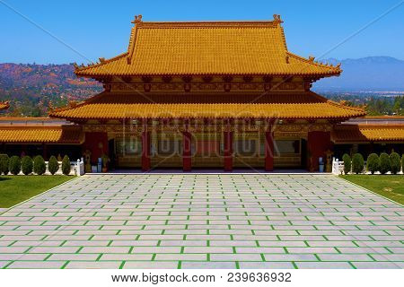 May 6, 2018 In Hacienda Heights, Ca:  Hsi Lai Buddhist Temple Which Offers Zen Meditation And Spirit