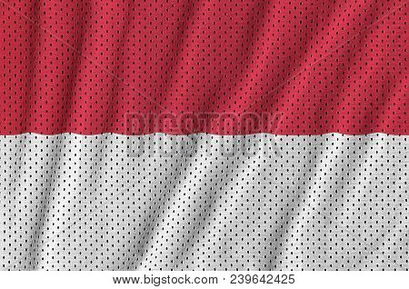 Indonesia Flag Printed On A Polyester Nylon Sportswear Mesh Fabric With Some Folds