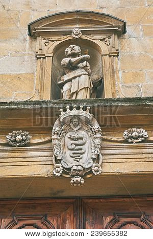 Entrance Of Chiesa Collegiata Dei Ss Pietro E Stefano Church In Bellinzona, Ticino, Switzerland