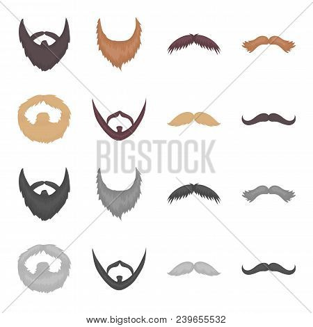 Mustache And Beard, Hairstyles Cartoon, Monochrome Icons In Set Collection For Design. Stylish Hairc