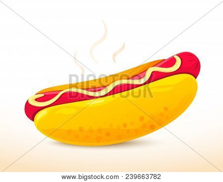 Hot Dog Fast Food Menu, Vector Illustration Isolated From Background